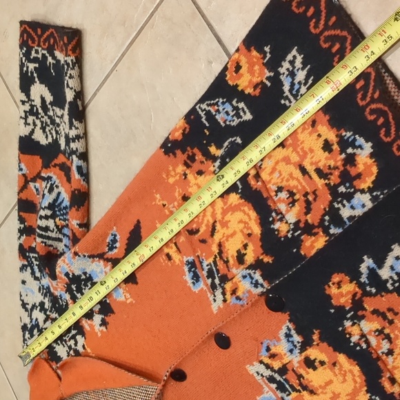 ESSITAM Orange Floral Jacquard Jacket Cardigan Size Large - Picture 5 of 7